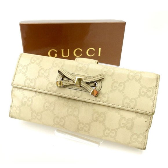 Gucci Handbags - Gucci Wallet Purse Long Wallet Guccissima Beige Woman Authentic Used Y1031